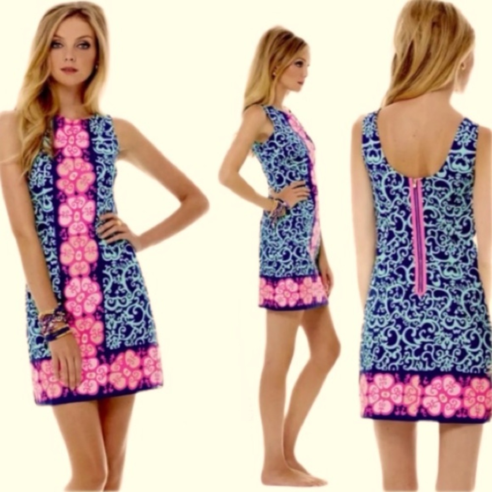 LIKE NEW 🌺 Lilly Pulitzer Delia Shift Dress Fountain Hopping Engineered Size 00
